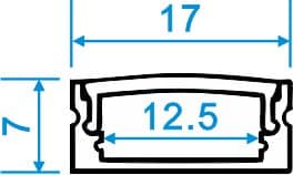 Surface - W:17mm*H:7mm*L:8.2'/98" (2.5 m), InnerW:12.5mm