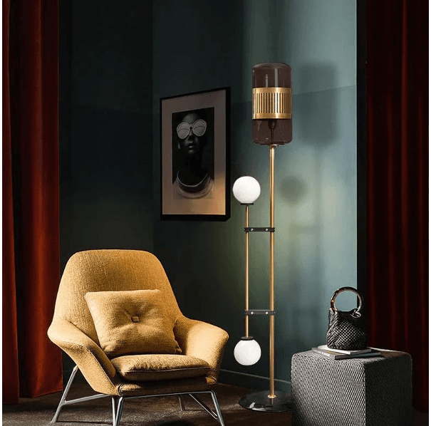 RS FLOOR LAMP SOREN Color: Peacock Blue Material: Brass, Dimensions: 11.8 x 57.4 in - 30 x 146cm