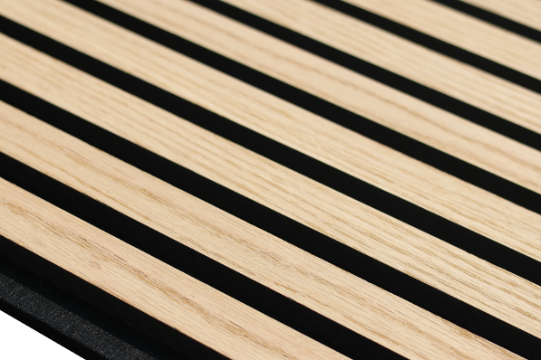 INDOOR WOOD PANEL Natural white oak slat acoustic panel MDF with veneer; recycled polyester felt, Size:2400x600mm, Sold By Pack 2 units