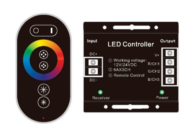 RGB RF Touch LED Controller, 3-Channel, 216W/12V or 432W/24V